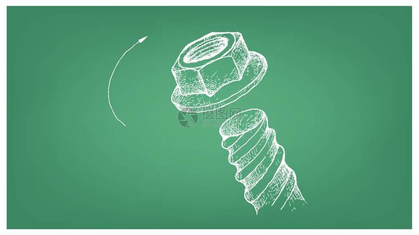 法兰螺母和螺钉的插图手绘草图图片