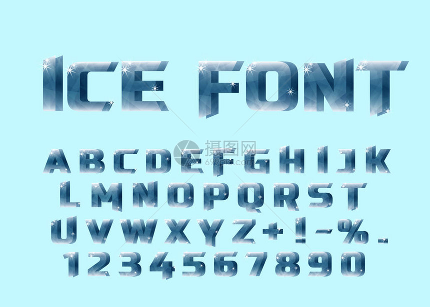 冰的字体冰的字母和数字以字母法图片