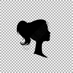 年轻女孩或女头部的黑色轮廓图片