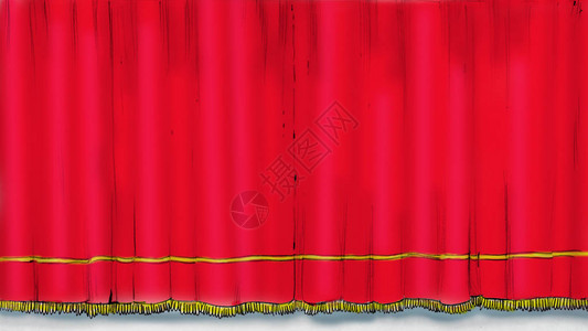 红色剧院窗帘的卡通风格插图图片