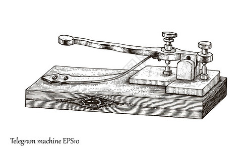 莫尔斯电报手绘复古风格插画