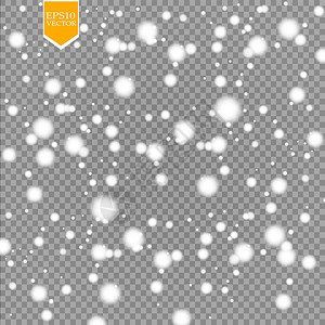 在具有模糊散景的透明背景上隔离的矢量落雪效果每图片