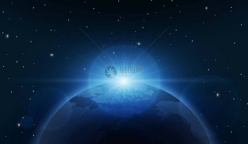 与日出的行星地球矢量图图片