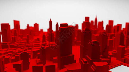 3D红色城市全景白图片