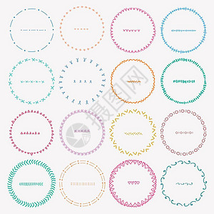 用于装饰的多彩圆形框架集手工制图片