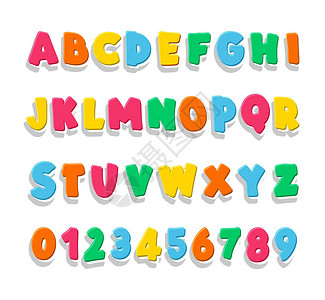 卡通风格的儿童字体很可爱一套用于铭文的多彩姿的明亮字母字母图片