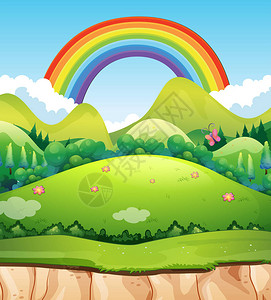 山景和彩虹插图图片