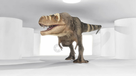 古动物学Rex在室内行走3D插设计图片