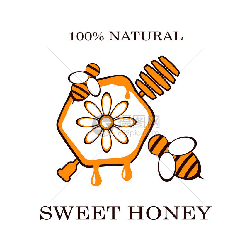 蜂蜜标志产品徽章的蜂蜜和蜂标签图片