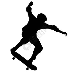 一名运动员滑板运动员跳跃背景图片
