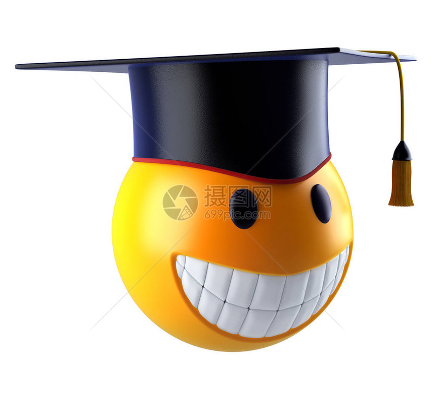 具有毕业学生上限的微笑球图片