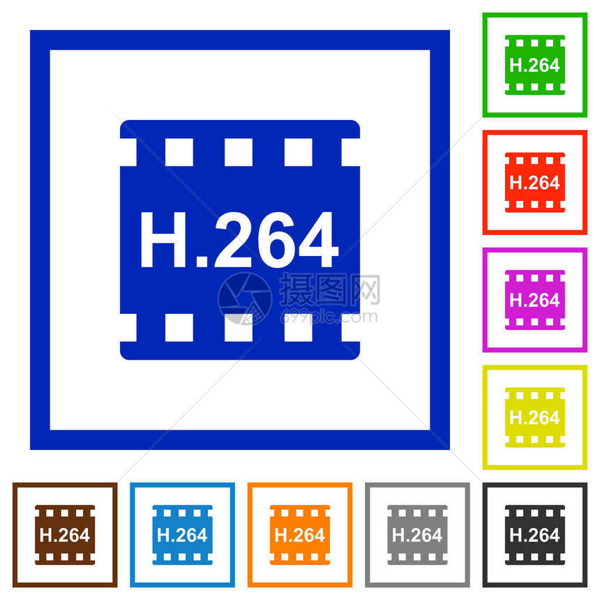 H264白色背景的方框中的电影格式图片