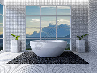 厕所室内设计的3d渲染图片