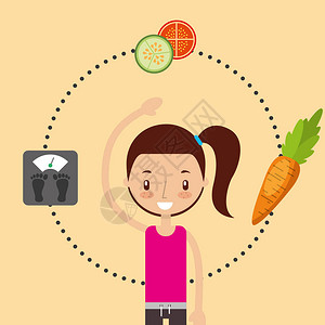正在锻炼健康营养食品矢量插图片