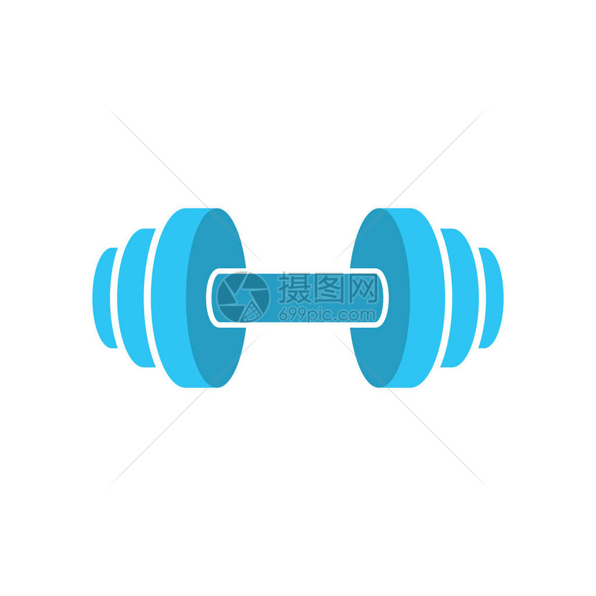 肌肉提升图标健身杠铃健身房图标白色背景上孤立图片