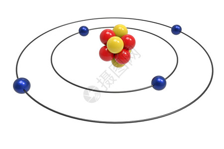 具有质子中子和电子的铍原子的玻尔模型科学与化学概图片