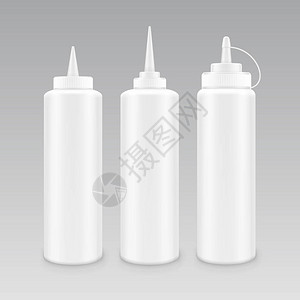 向量集的空白塑料白色蛋黄酱芥末番茄酱瓶用于品牌无图片