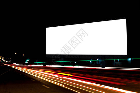 夜间户外广告海报的广告牌夜或广告牌空白广告街城市的线屏幕图片
