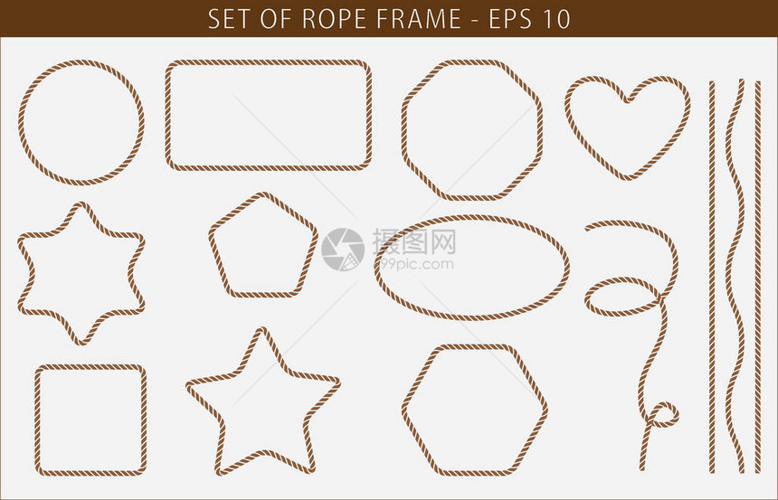 一组有不同形状的无缝绳框架图片