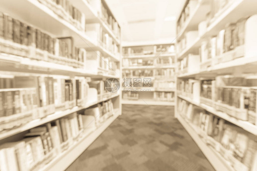 现代亚洲公共图书馆内部的抽象背景模糊图片