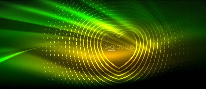 霓虹发光波魔法能量和光运动背景图片