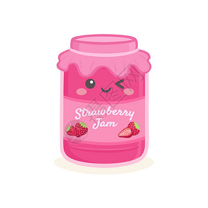 涂油草莓果冻罐瓶装罐头矢量一背景图片