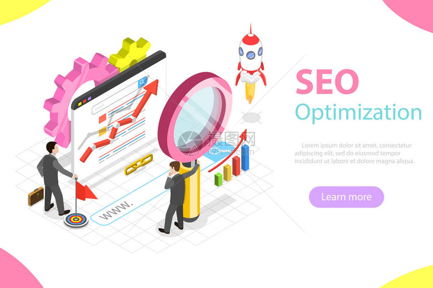 搜索引擎排名网络分析SEO网站优化营销的平面图片
