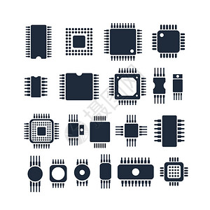 微电子学计算机技术硬件技术电子微芯片微电路处理器电路微处理器插画