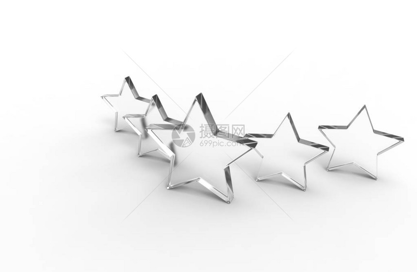 五颗玻璃恒星在白色图片