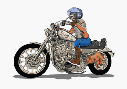 摩托车t恤印花设计矢量图片