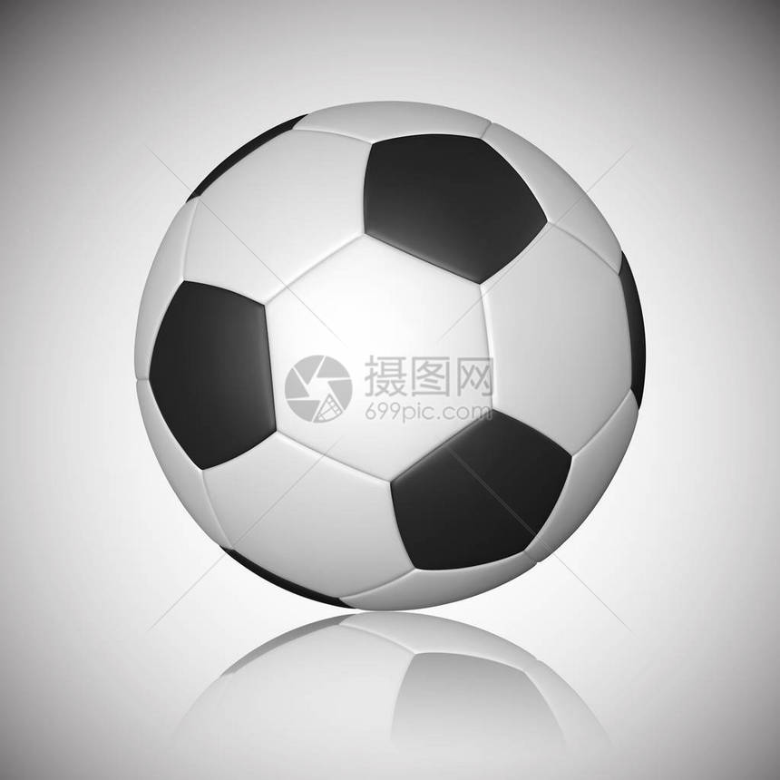 足球模型在灰色背景上反图片