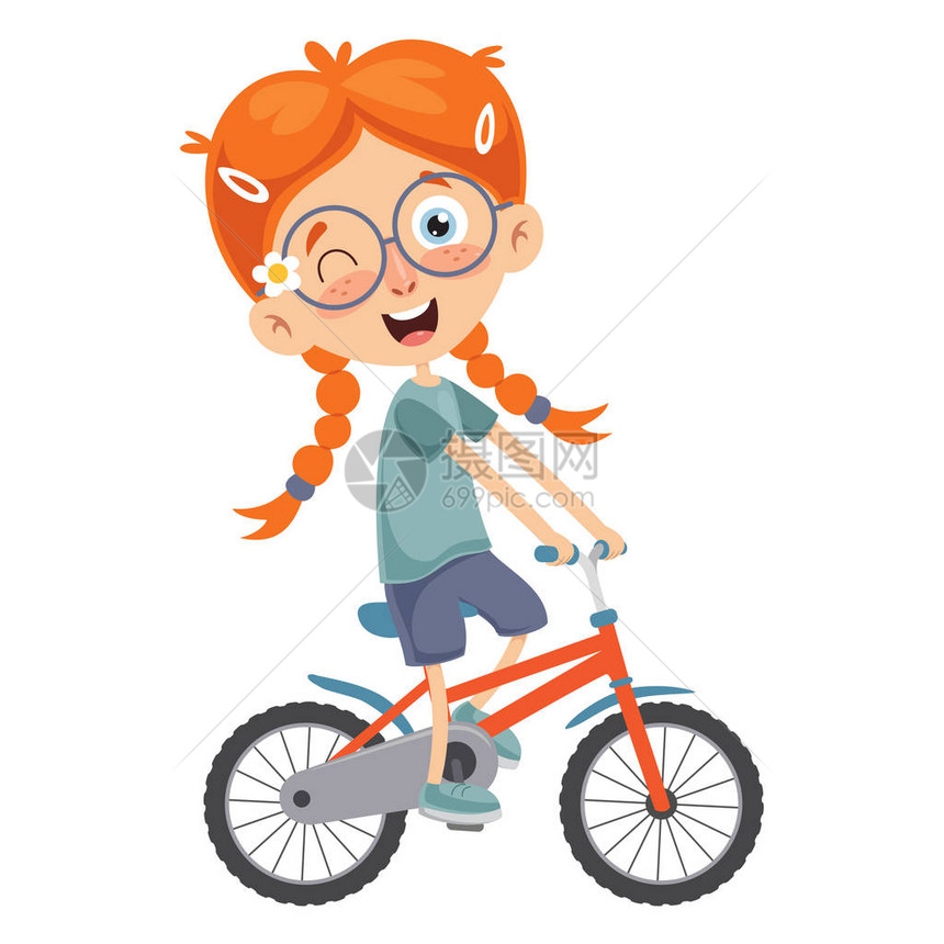 孩子骑自行车的向量例证图片