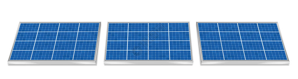 太阳能板集热器组三个3d光伏板图片