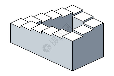 错觉还有彭罗斯台阶不可能的对象楼梯的二维描绘图片