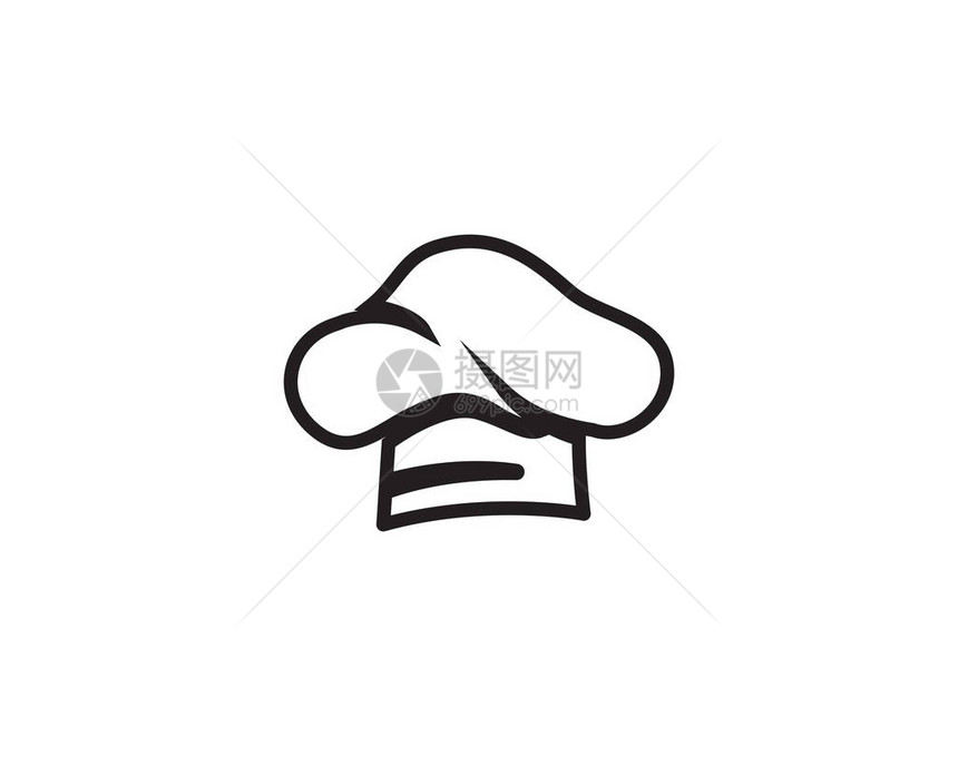 厨师帽标志和符号黑色矢量图片