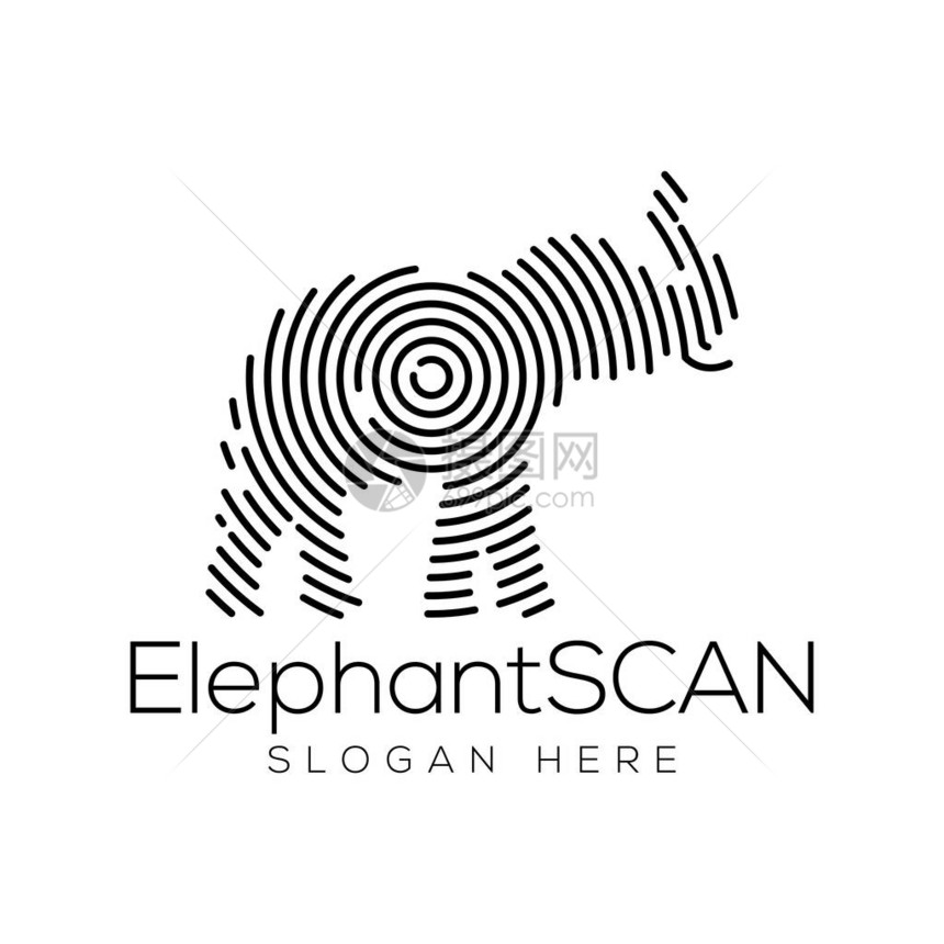 大象扫描技术Logo矢量元素动物图片