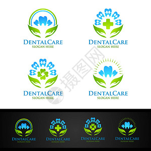 牙齿抽象设计矢量模板牙医口腔学医生Logotyp图片