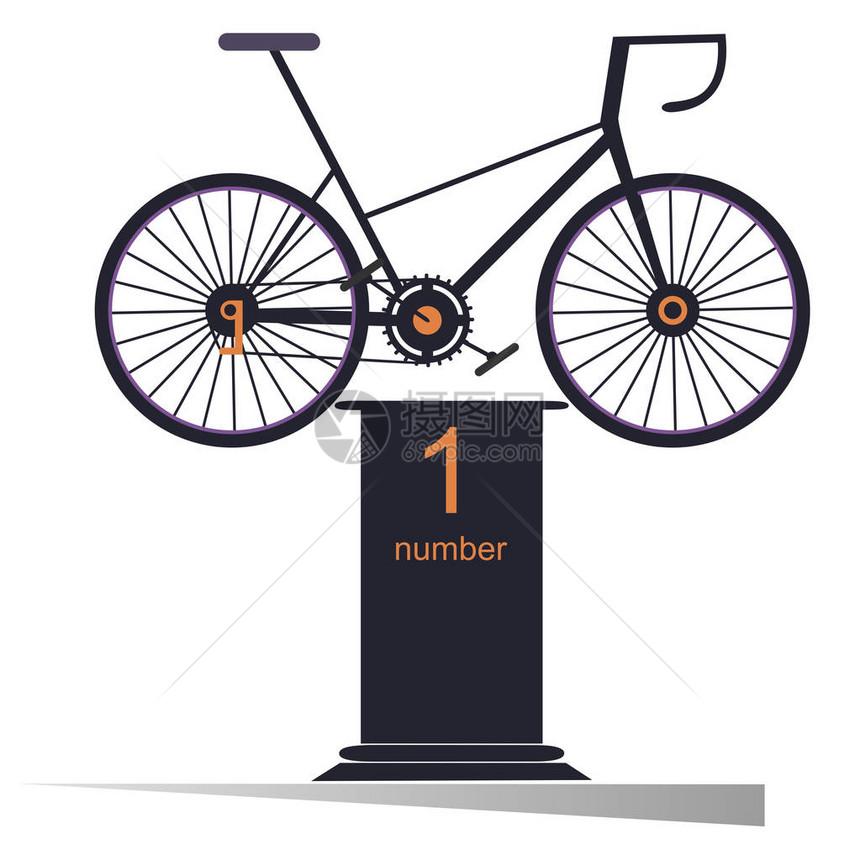 比赛冠军的自行车纪念碑孤立插图比赛获胜者的自行车在白色插图上图片