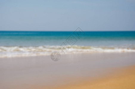 模糊海滩和海洋抽象背景图片