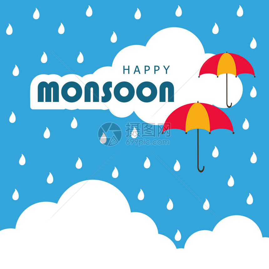 欢乐季风背景与雨伞为印度欢乐季风的背景写作图片