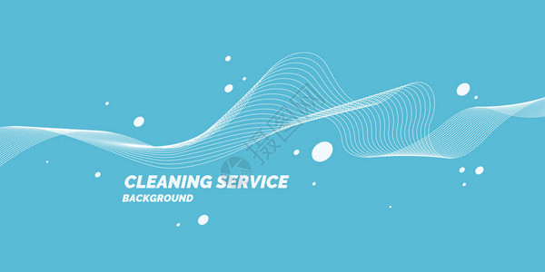 蓝色背景的清洁服务概念海报图片