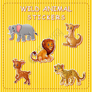 Stikers上可爱卡通漫画野生动物插图片