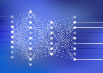 用于人工智能的深神经网络矢量插图背景图片