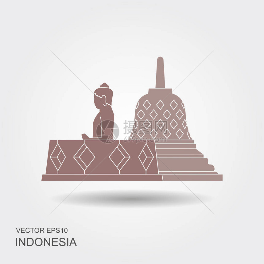 Borobudur古寺庙印度尼西亚标图片