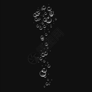 黑色背景下水的气泡矢量图图片