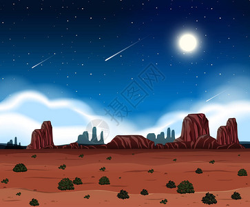 沙漠之夜插画图片