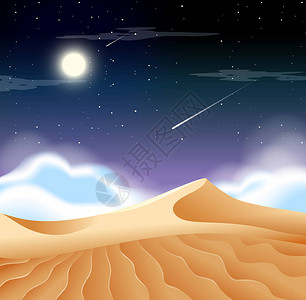 夜间沙漠景观插图图片