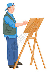 艺术家在画布上绘画的矢量图解图片