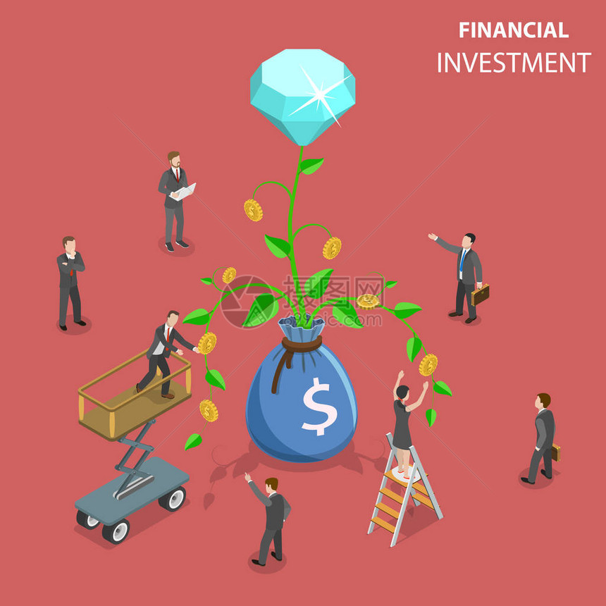金融投资营销分析投资机会的平面图片
