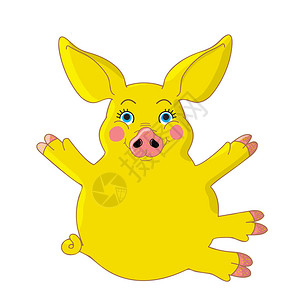 黄色小猪可爱的拥抱手势图片